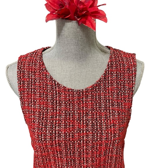Banana Republic Red Tweed Sleeveless Top Textured Knit Scoop Neck Medium - Picture 4 of 11